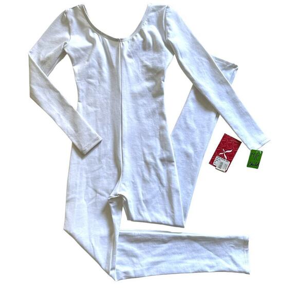 NWT Capezio Children's Long Sleeve Unitard White Medium - Picture 1 of 8